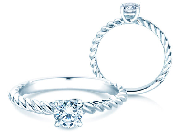 Anillo de compromiso Classic Loop en 9K oro blanco con diamante 0,50ct H/SI
