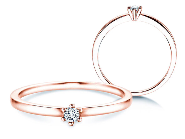Anillo de compromiso Classic Petite en 14K oro rosa con diamante 0,07ct G/SI