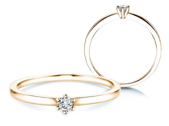 Anillo de compromiso Classic Petite en oro amarillo