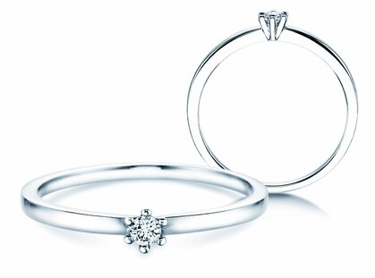 Anillo de compromiso Classic Petite en 14K oro blanco con diamante 0,07ct