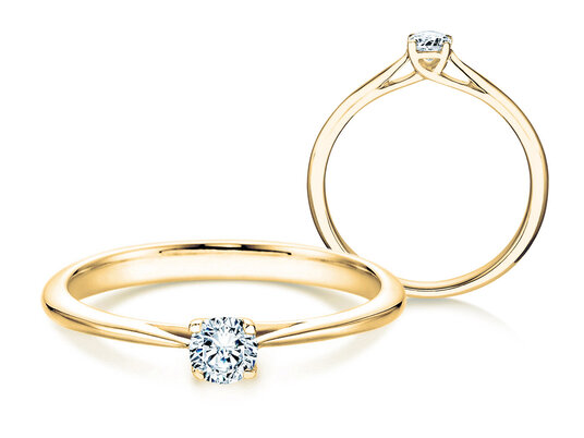 Anillo de compromiso Delight en 18K oro amarillo con diamante 0,10ct H/SI
