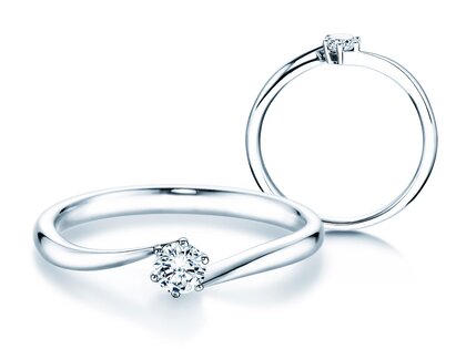 Anillo de compromiso Devotion en 14K oro blanco con diamante 0,20ct D/IF