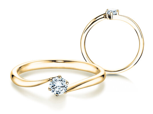 Anillo de compromiso Devotion en 18K oro amarillo con diamante 0,10ct H/SI