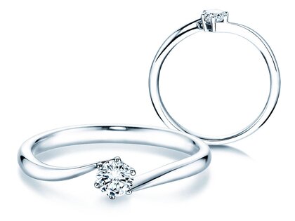 Anillo de compromiso Devotion en 9K oro blanco con diamante 0,25ct H/SI