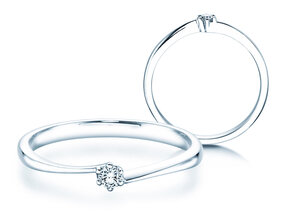 Anillo de compromiso Devotion en 9K oro blanco con diamante 0,05ct G/SI