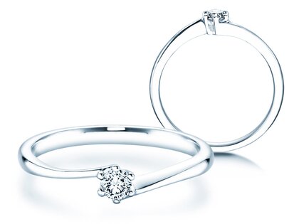 Anillo de compromiso Devotion en 18K oro blanco con diamante 0,10ct H/SI