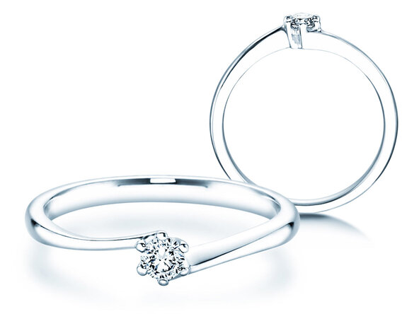 Anillo de compromiso Devotion en 18K oro blanco con diamante 0,10ct H/SI
