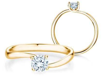 Anillo de compromiso Devour en 9K oro amarillo con diamante de laboratorio 0,50ct E/VS