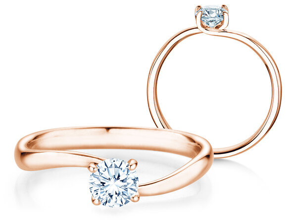 Anillo de compromiso Devour en 14K oro rosa con diamante de laboratorio 0,50ct E/VS