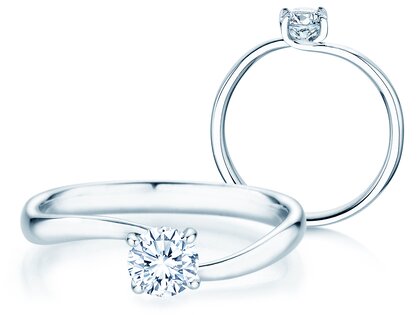Anillo de compromiso Devour en 9K oro blanco con diamante de laboratorio 0,50ct E/VS