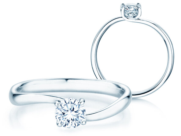 Anillo de compromiso Devour en 9K oro blanco con diamante de laboratorio 0,50ct E/VS