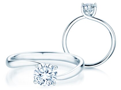 Anillo de compromiso Devour en 9K oro blanco con diamante de laboratorio 1,00ct