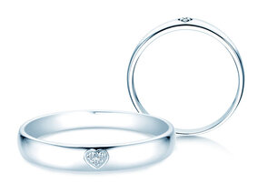 Anillo de compromiso Heart Petite en plata 925/- con diamantes 0,02ct G/SI