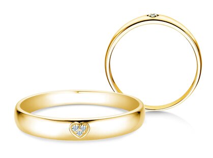 Anillo de compromiso Heart Petite en 9K oro amarillo con diamantes 0,02ct G/SI