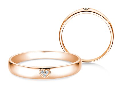 Anillo de compromiso Heart Petite en 9K oro rosa con diamantes 0,02ct G/SI