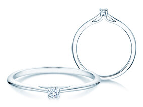 Anillo de compromiso Heaven 4 en 9K oro blanco con diamante 0,05ct G/SI