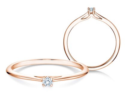 Anillo de compromiso Heaven 4 en 9K oro rosa con diamante 0,05ct G/SI