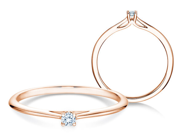 Anillo de compromiso Heaven 4 en 9K oro rosa con diamante 0,05ct G/SI
