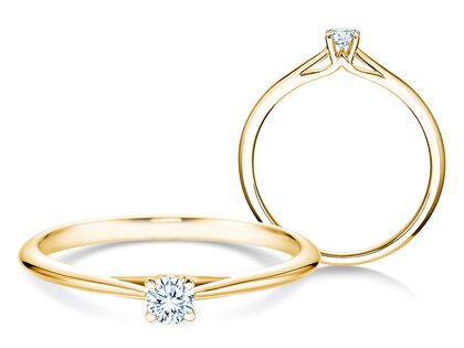 Anillo de compromiso Heaven 4 en 14K oro amarillo con diamante 0,10ct H/SI
