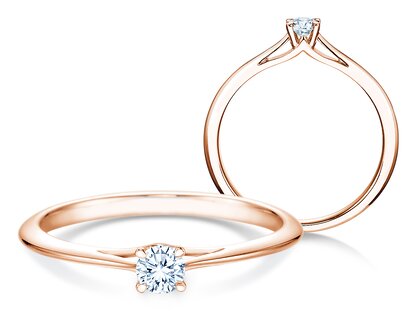 Anillo de compromiso Heaven 4 en 9K oro rosa con diamante 0,15ct G/SI