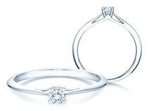 Anillo de compromiso Heaven 4 en 9K oro blanco con diamante 0,15ct G/SI