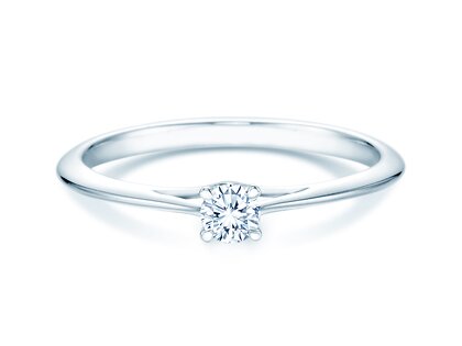 Anillo de compromiso Heaven 4 en 9K oro blanco con diamante 0,20ct D/IF