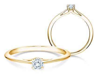 Anillo de compromiso Heaven 4 en 9K oro amarillo con diamante 0,20ct H/SI