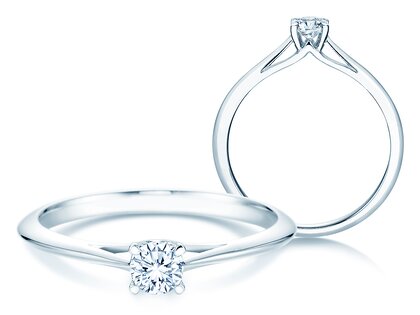 Anillo de compromiso Heaven 4 en 9K oro blanco con diamante 0,25ct H/SI