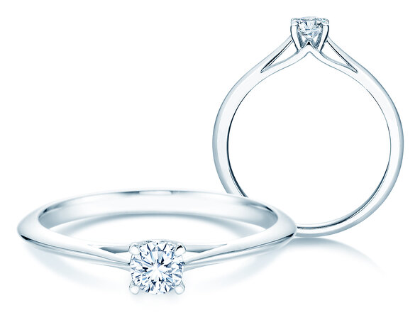 Anillo de compromiso Heaven 4 en 9K oro blanco con diamante 0,25ct H/SI