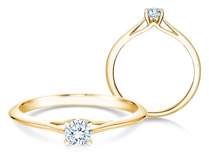 Anillo de compromiso Heaven 4 en 14K oro amarillo con diamante 0,25ct G/SI