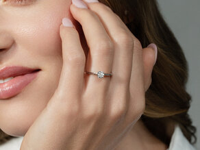 Anillo de compromiso Heaven 4 en 9K oro amarillo con diamante 0,50ct G/SI