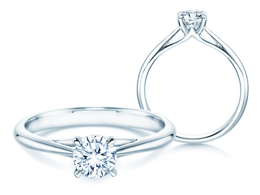 Anillo de compromiso Heaven 4 en 14K oro blanco con diamante 0,50ct H/SI