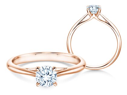 Anillo de compromiso Heaven 4 en 14K oro rosa con diamante 0,50ct H/SI