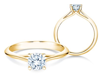 Anillo de compromiso Heaven 4 en 9K oro amarillo con diamante de laboratorio 0,75ct E/VS