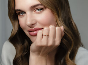 Anillo de compromiso Heaven 6 en 18K oro rosa con diamante 0,05ct H/SI