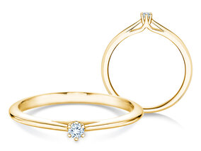 Anillo de compromiso Heaven 6 en 9K oro amarillo con diamante 0,05ct G/SI