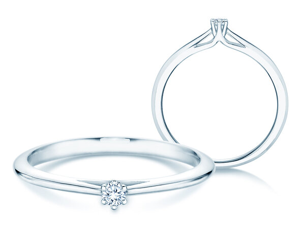 Anillo de compromiso Heaven 6 en 9K oro blanco con diamante 0,05ct H/SI