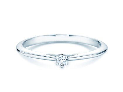 Anillo de compromiso Heaven 6 en 9K oro blanco con diamante 0,05ct H/SI