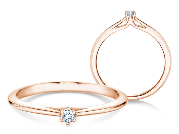 Anillo de compromiso Heaven 6 en 18K oro rosa con diamante 0,05ct H/SI
