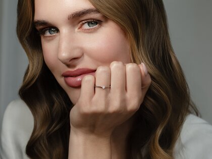 Anillo de compromiso Heaven 6 en 14K oro blanco con diamante 0,10ct G/SI