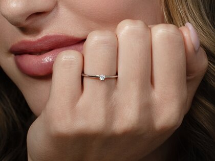 Anillo de compromiso Heaven 6 en 14K oro blanco con diamante 0,10ct G/SI