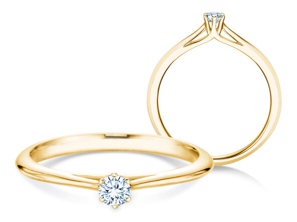 Anillo de compromiso Heaven 6 en 14K oro amarillo con diamante 0,10ct H/SI