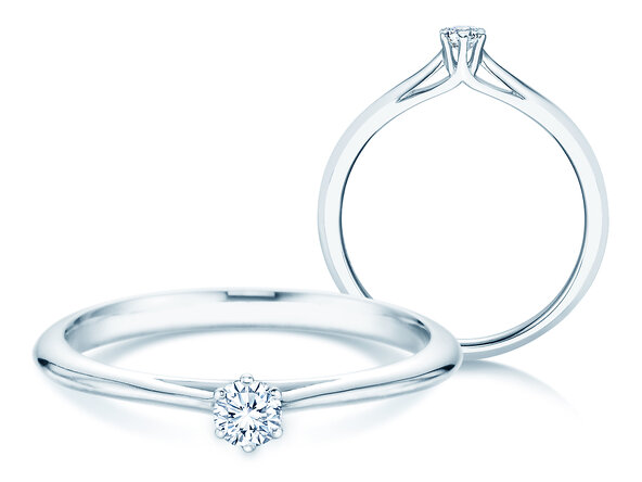 Anillo de compromiso Heaven 6 en 14K oro blanco con diamante 0,10ct G/SI