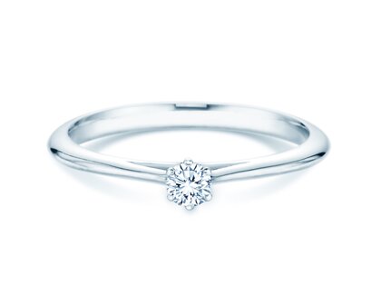 Anillo de compromiso Heaven 6 en 14K oro blanco con diamante 0,10ct G/SI
