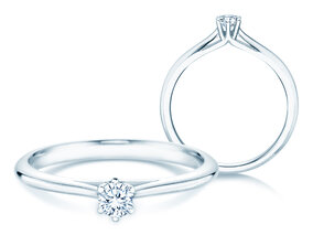 Anillo de compromiso Heaven 6 en 9K oro blanco con diamante 0,20ct G/SI
