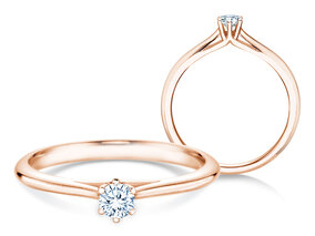 Anillo de compromiso Heaven 6 en 9K oro rosa con diamante 0,20ct G/SI