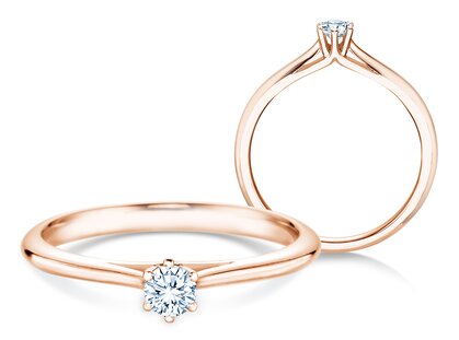 Anillo de compromiso Heaven 6 en 9K oro rosa con diamante 0,20ct G/SI