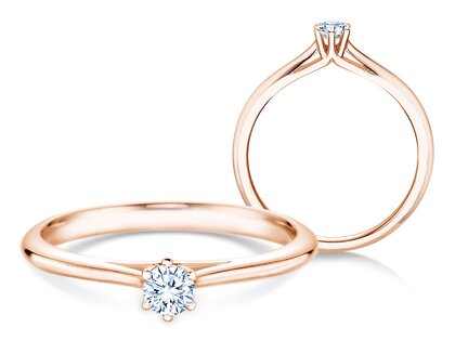 Anillo de compromiso Heaven 6 en 9K oro rosa con diamante 0,20ct G/SI