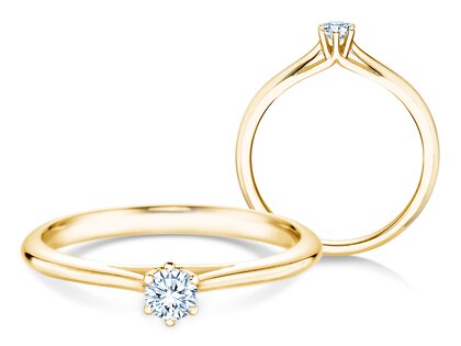 Anillo de compromiso Heaven 6 en 14K oro amarillo con diamante 0,15ct H/SI