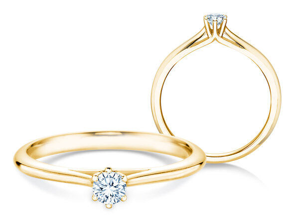 Anillo de compromiso Heaven 6 en 14K oro amarillo con diamante 0,15ct H/SI